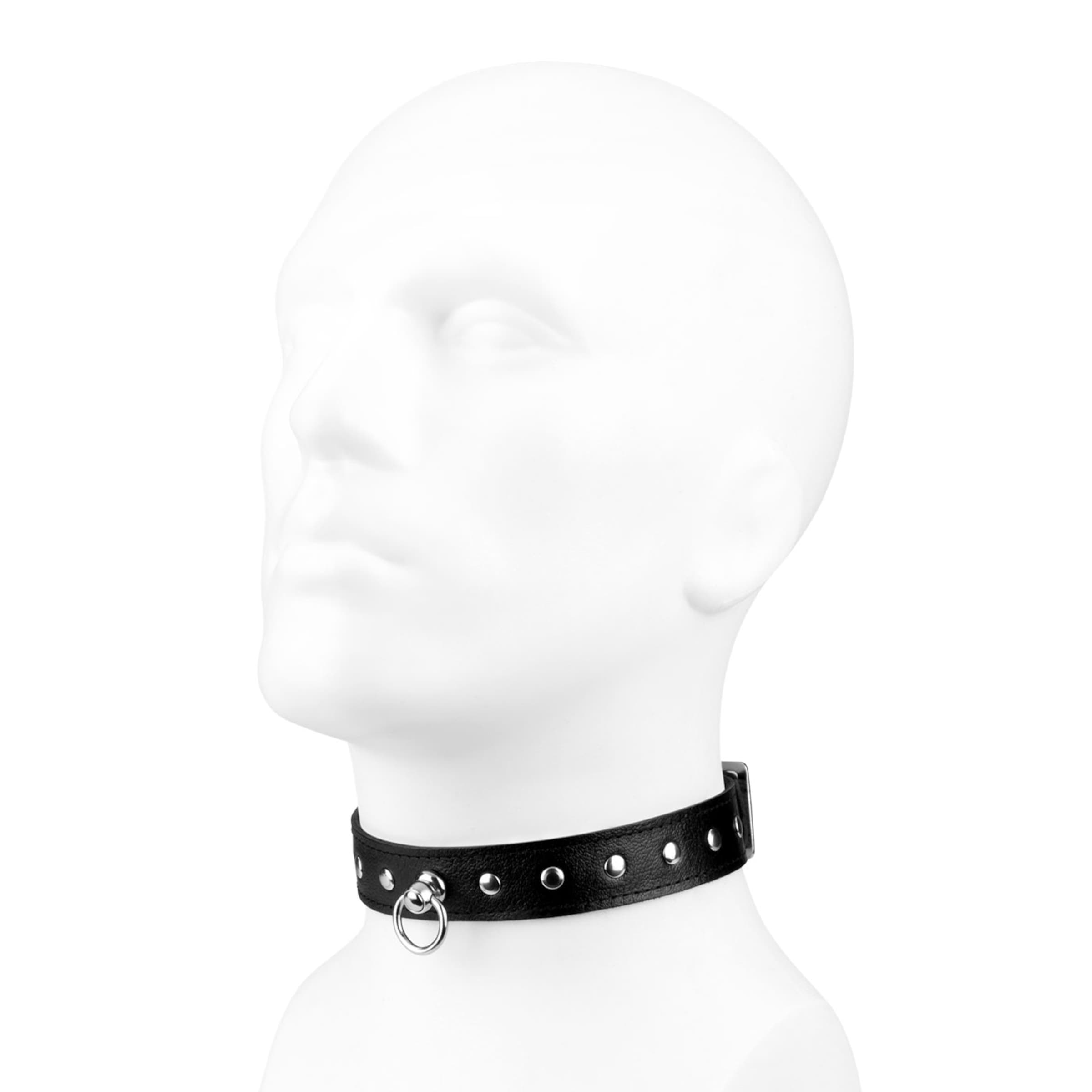 collier-en-cuir-avec-rivets-plats-Argent-Noir-2