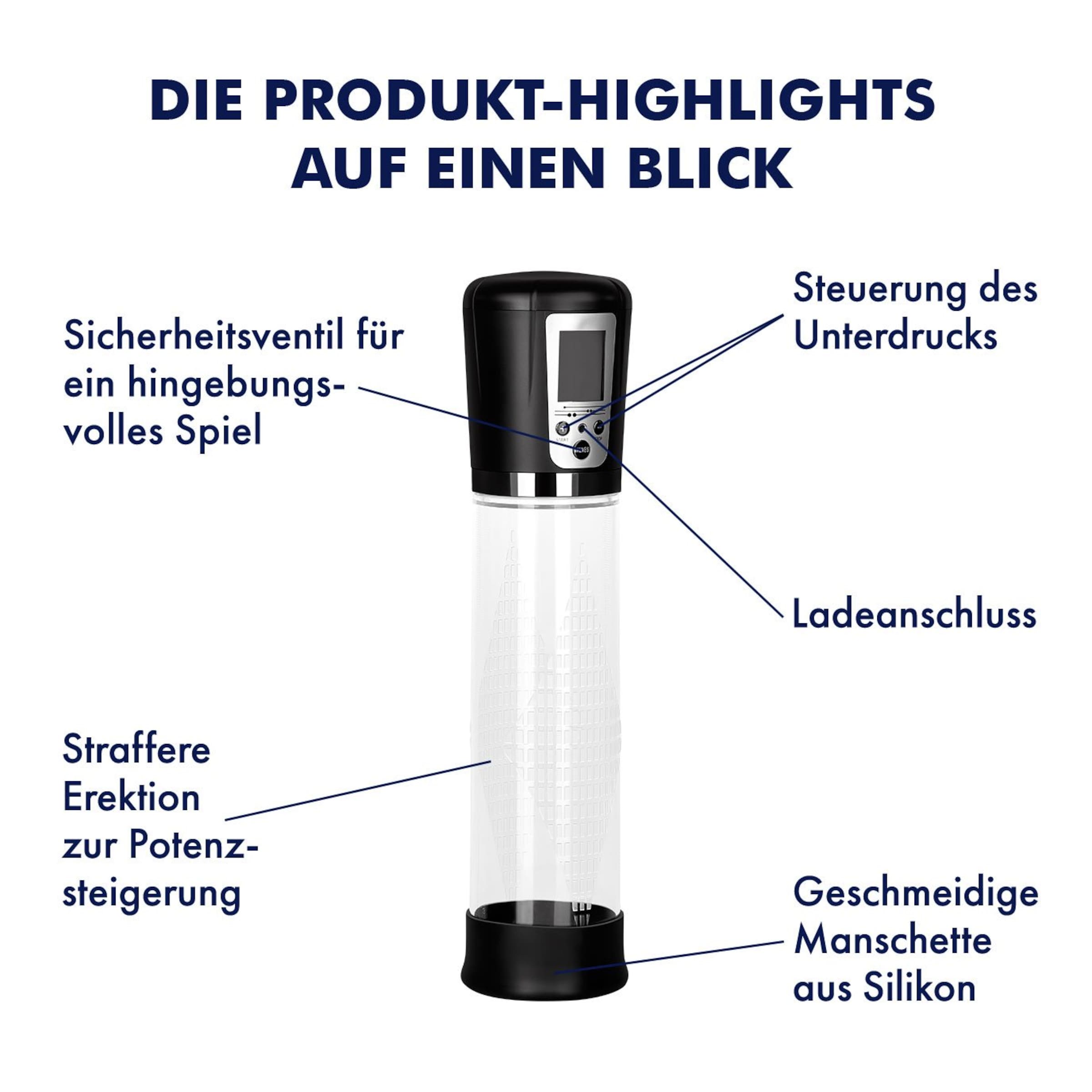 Wiederaufladbare Penispumpe, 29 cm transparent  online kaufen