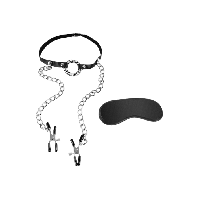 o-ring-gag-&-clamps-Zilver-Zwart-1