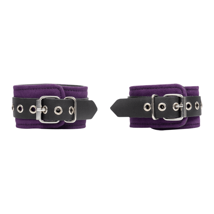 leder-handschellen-mit-kette-Lila-Schwarz-Silber-6