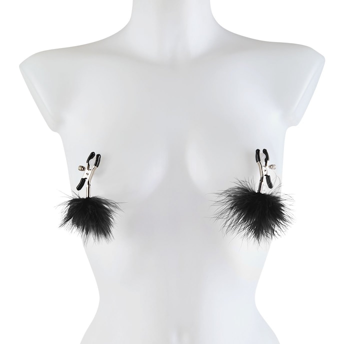 pinces-à-tétons-avec-pompons-Argent-Noir-3