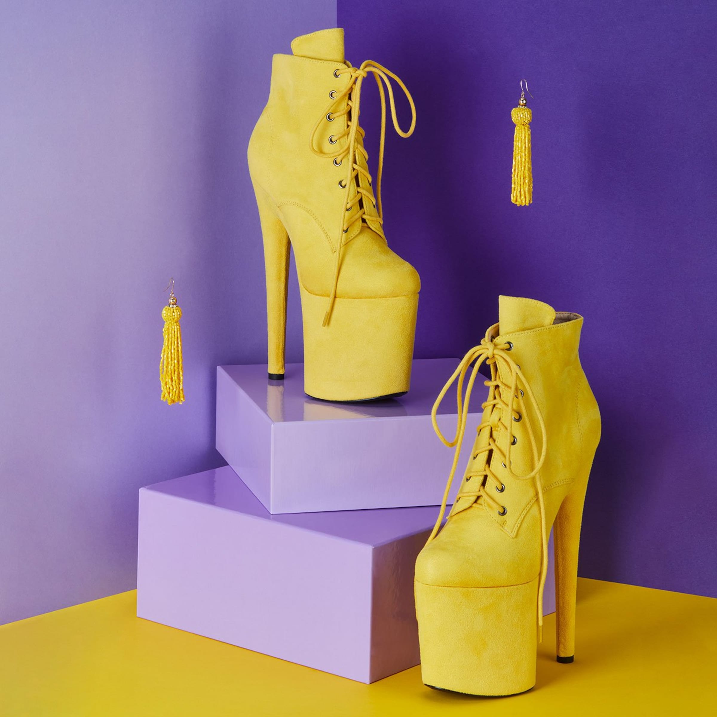 bottines-à-plateforme-aspect-daim-Jaune-3