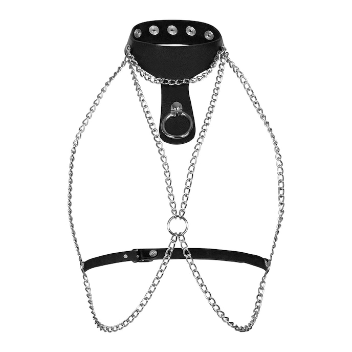 harnais-avec-chaine-et-collier-Argent-Noir-1