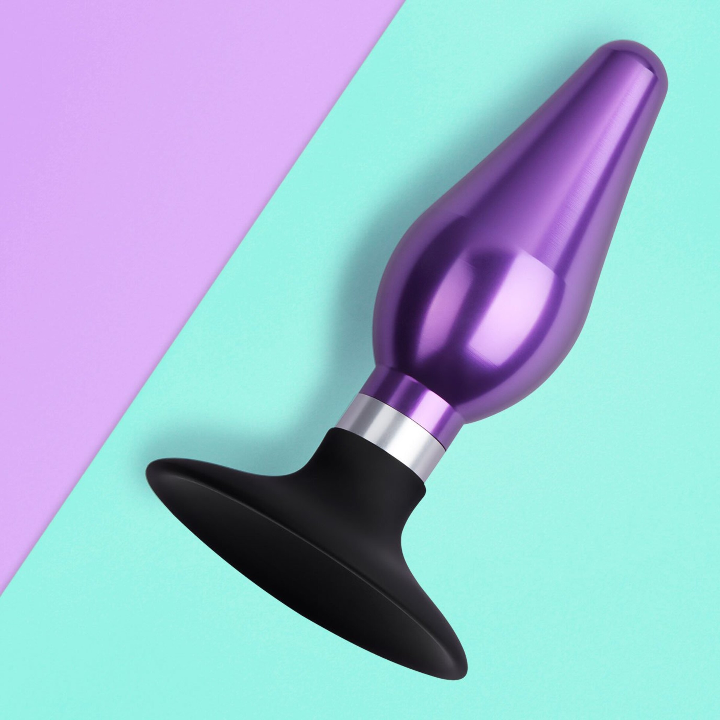 edelstahl-plug-mit-silikon-hy]saugfuß-11-cm-Lila-Schwarz-Silber-2