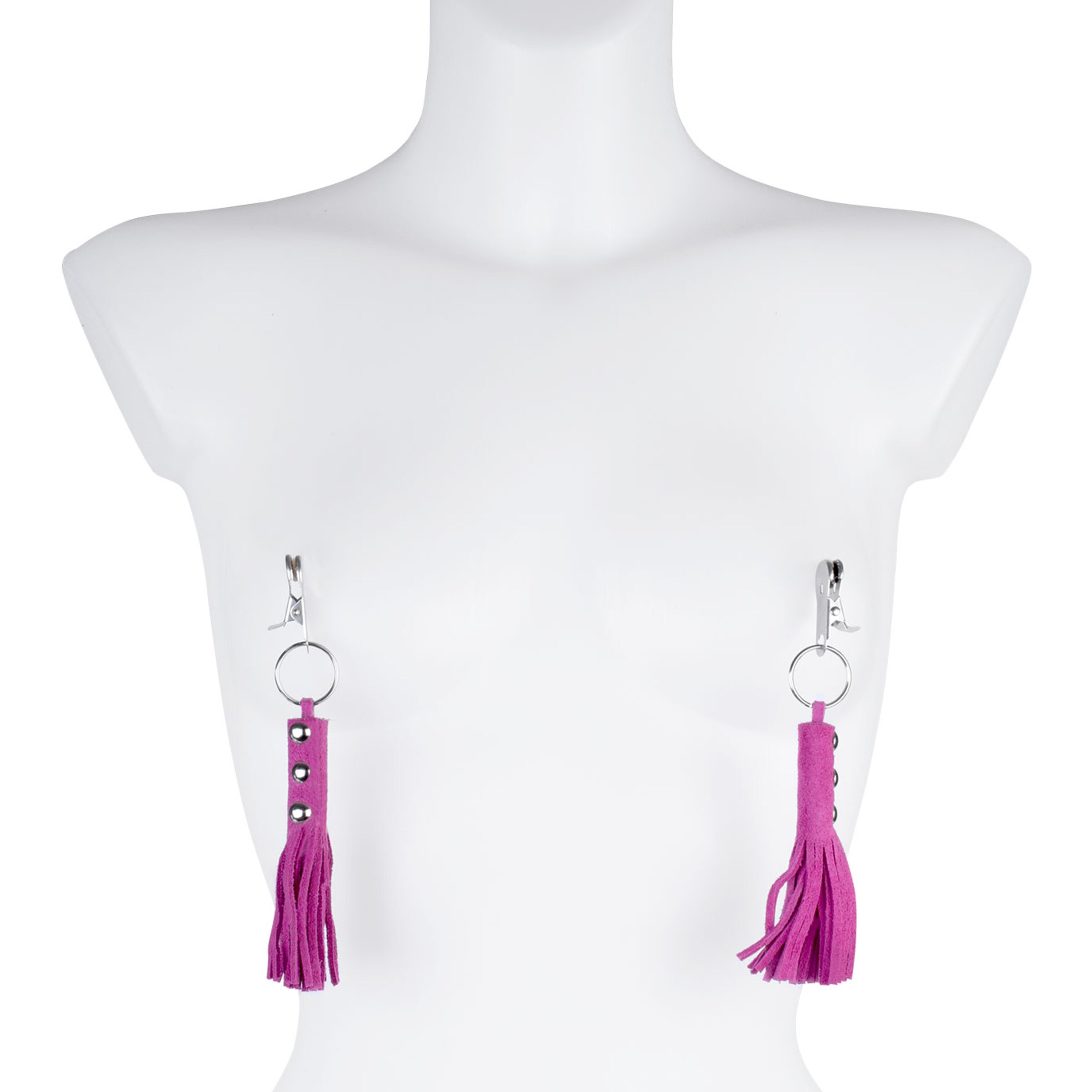 nippelklemmen-mit-leder-quasten-Pink-Silber-3