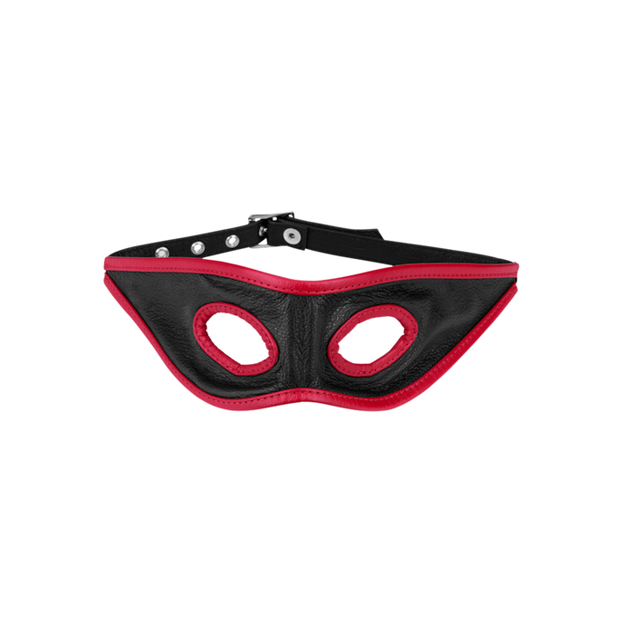 open-leren-masker-met-rode-biezen-Rot-Schwarz-1