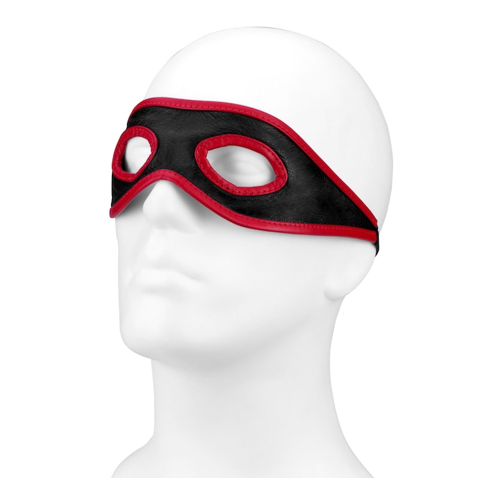 open-leren-masker-met-rode-biezen-Rot-Schwarz-2