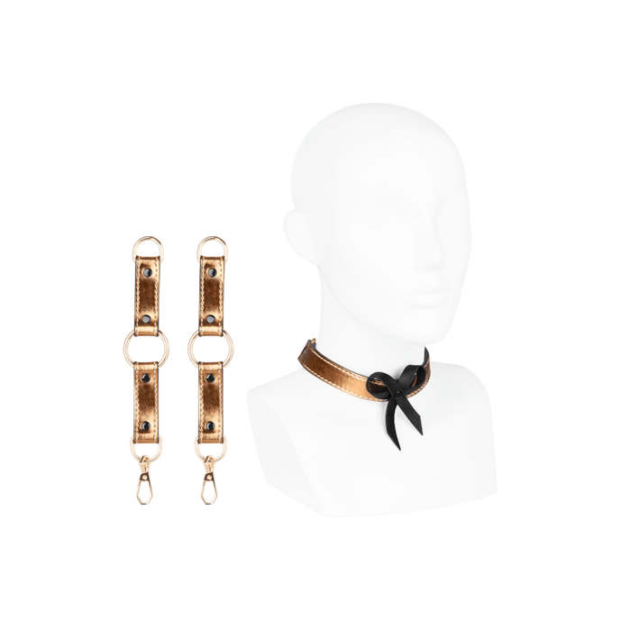 set-met-halsband-en-handboeien-Goud-Schwarz-1