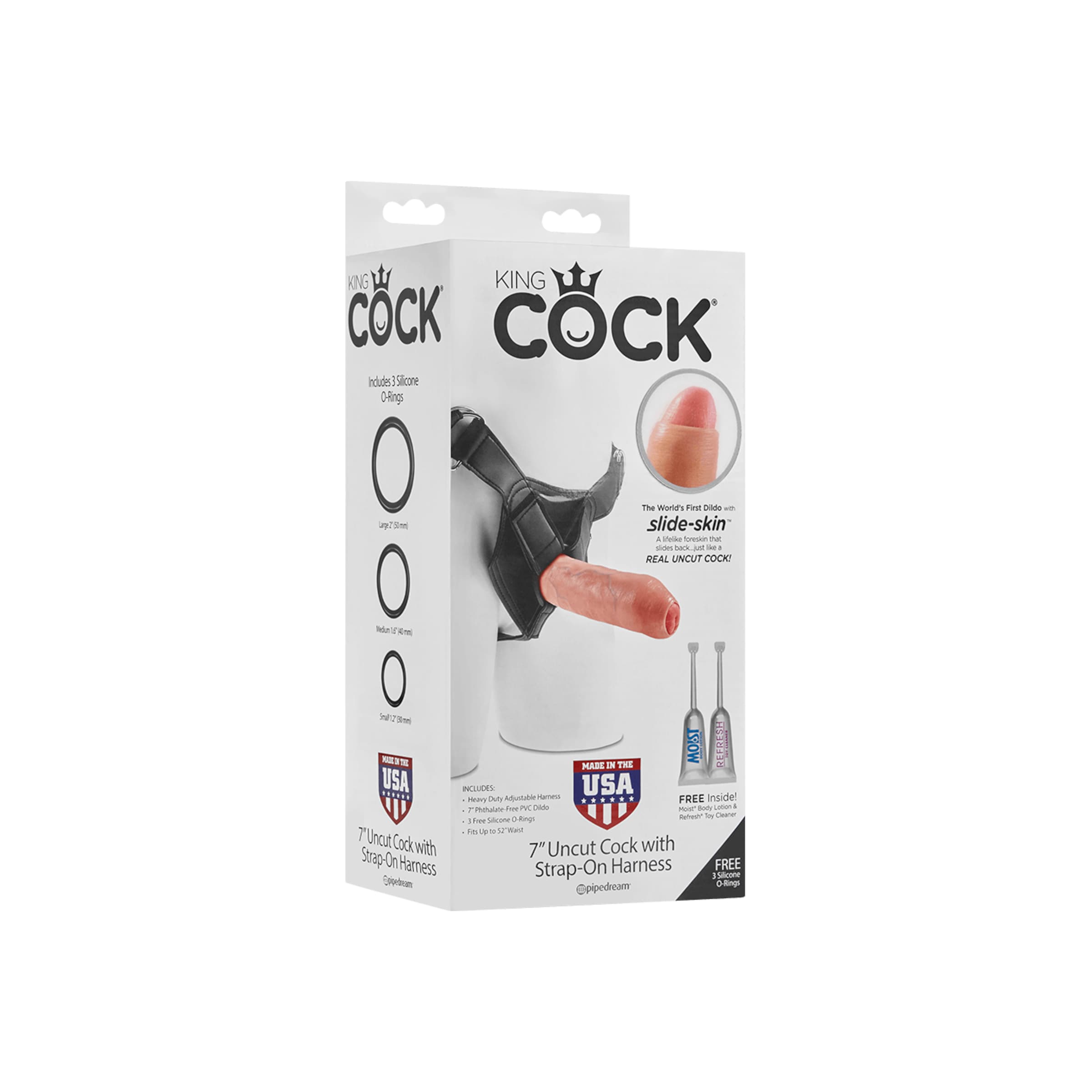 uncut-cock-with-strap-on-harness-21-cm-7-pièces-Naturel clair-Noir-11