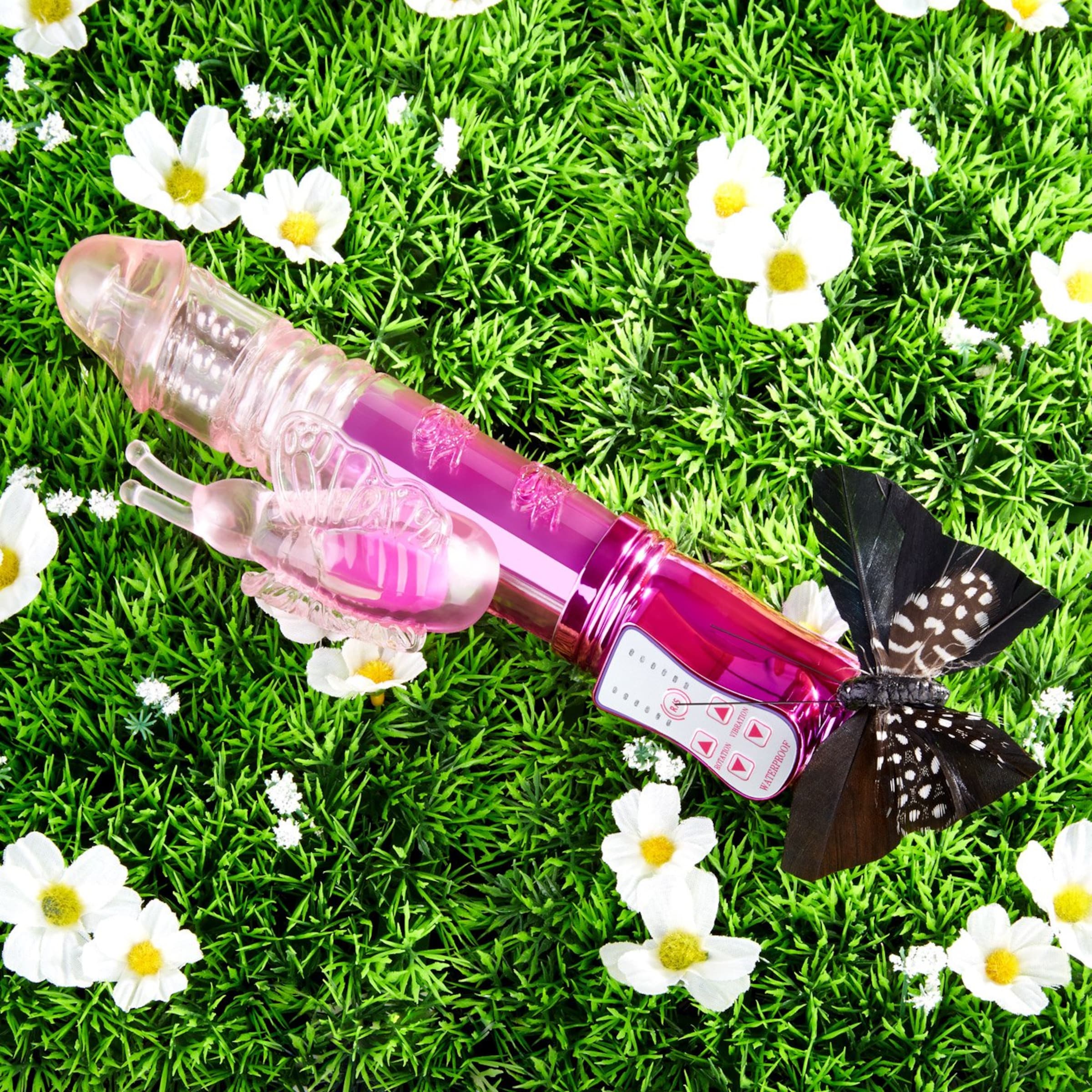 vibromasseur-perlé-de-poussée-hy]-24-cm-Rose néon-2