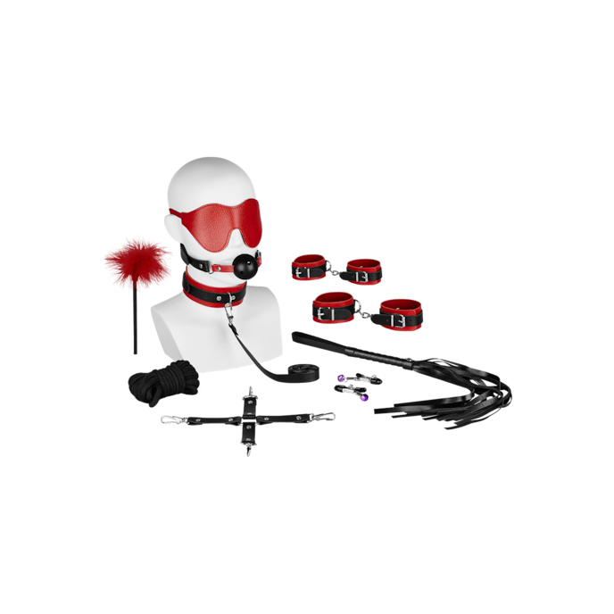 ensemble-bdsm-polyvalent-11-pièces-Noir-Rouge-1