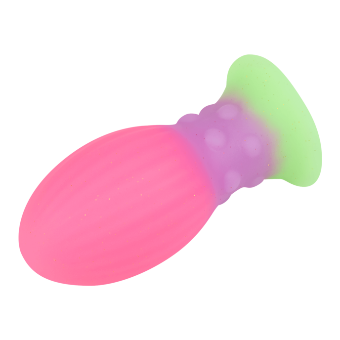 strukturierter-analplug-aus-silikon-8-5-cm-Hellgrün-Lila-Pink-3