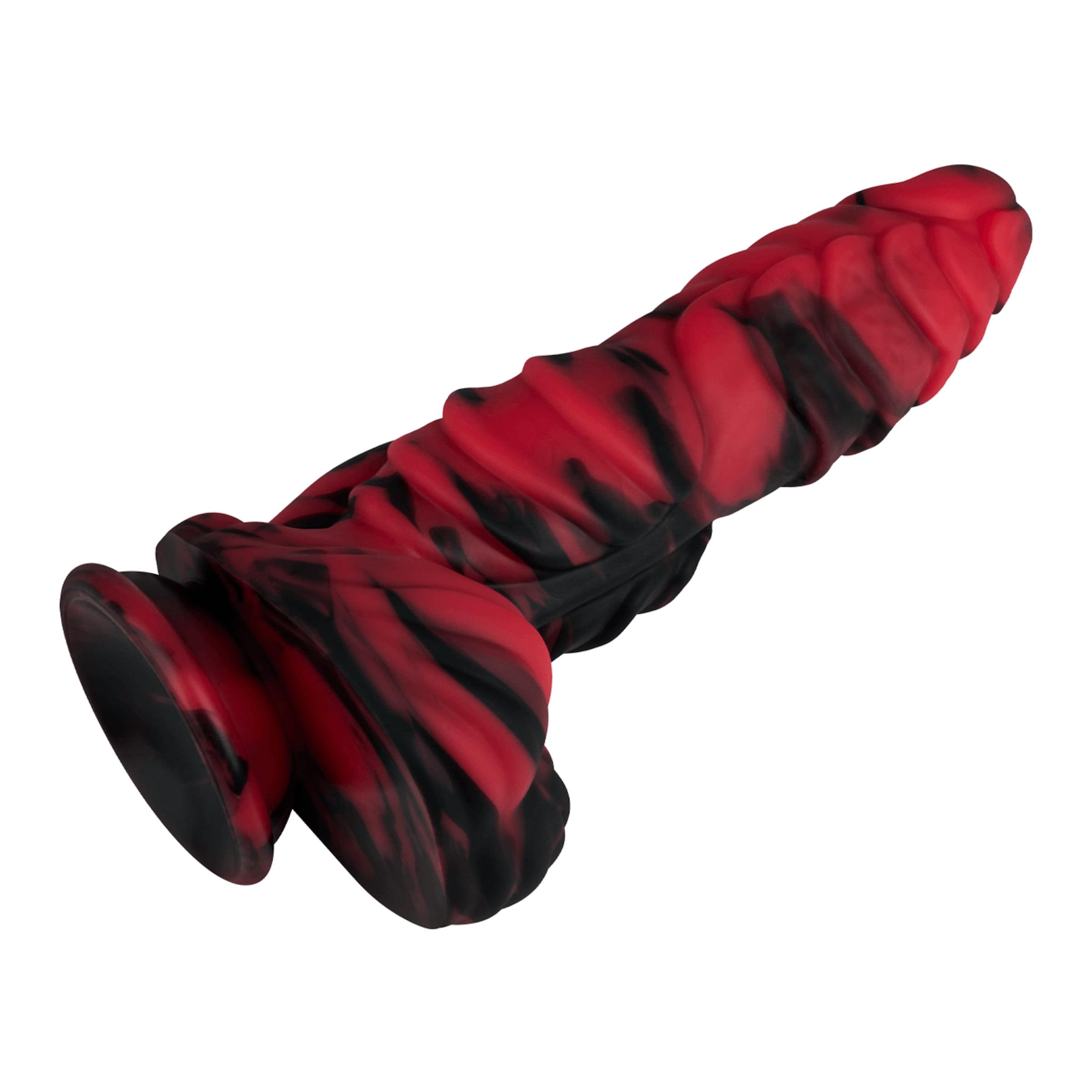 imposanter-monster-dildo-25-cm-Rot-Schwarz-5