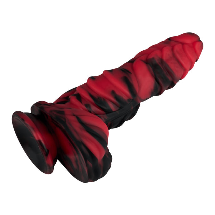 imposanter-monster-dildo-25-cm-Rot-Schwarz-5