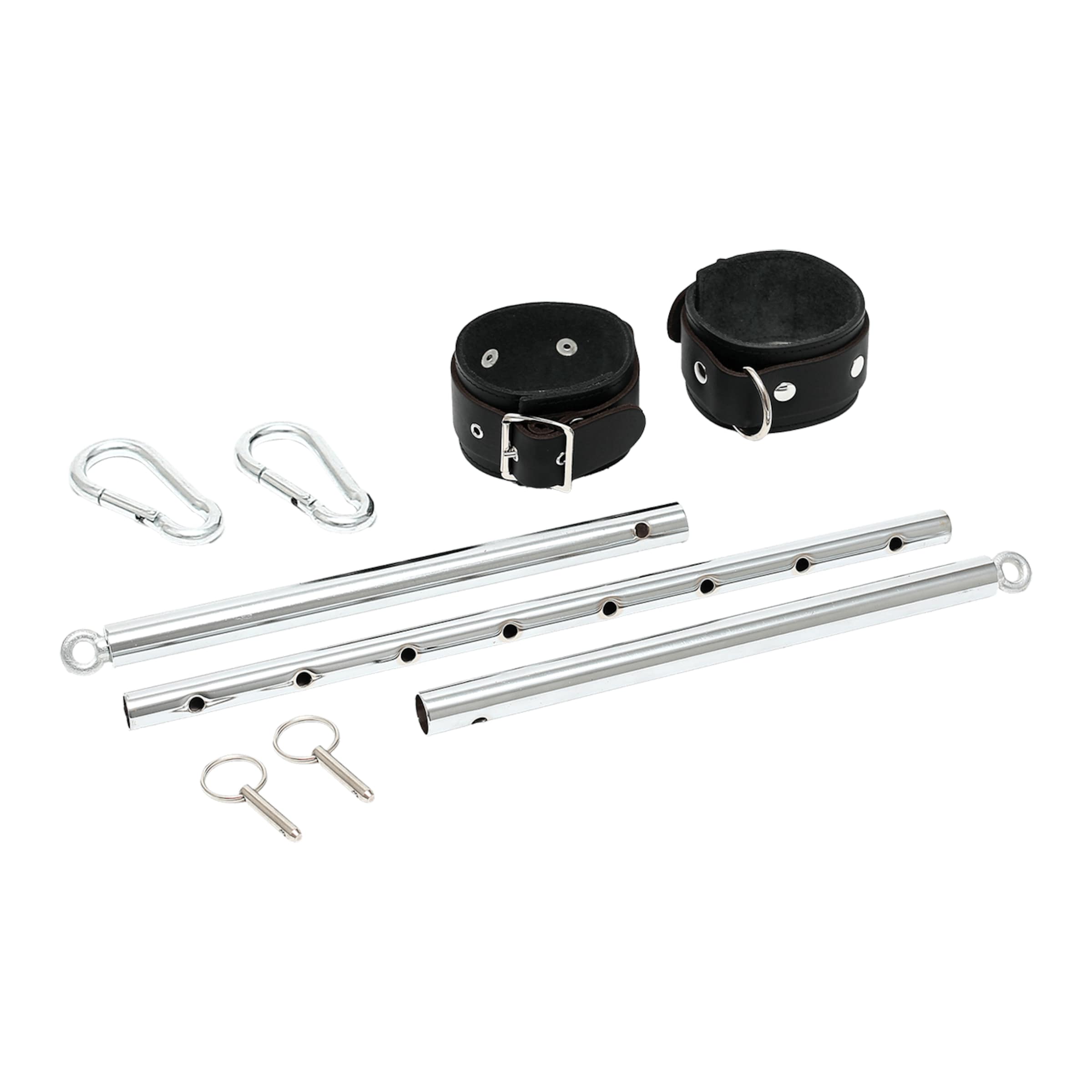 voetboeien-met-spreidstang-Zilver-Zwart-2