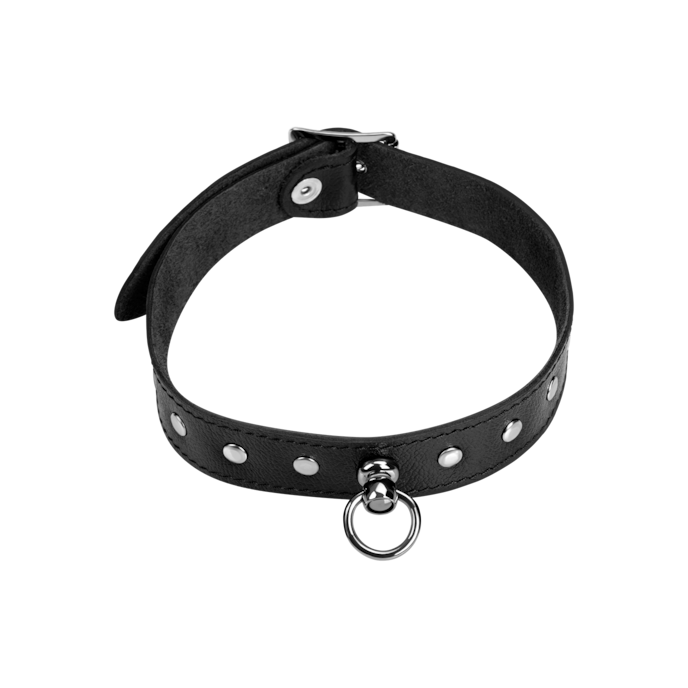 leren-halsband-met-platte-studs-Schwarz-Silber-1