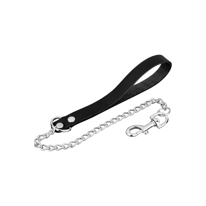 laisse-courte-avec-chaîne-en-métal-Argent-Noir-1