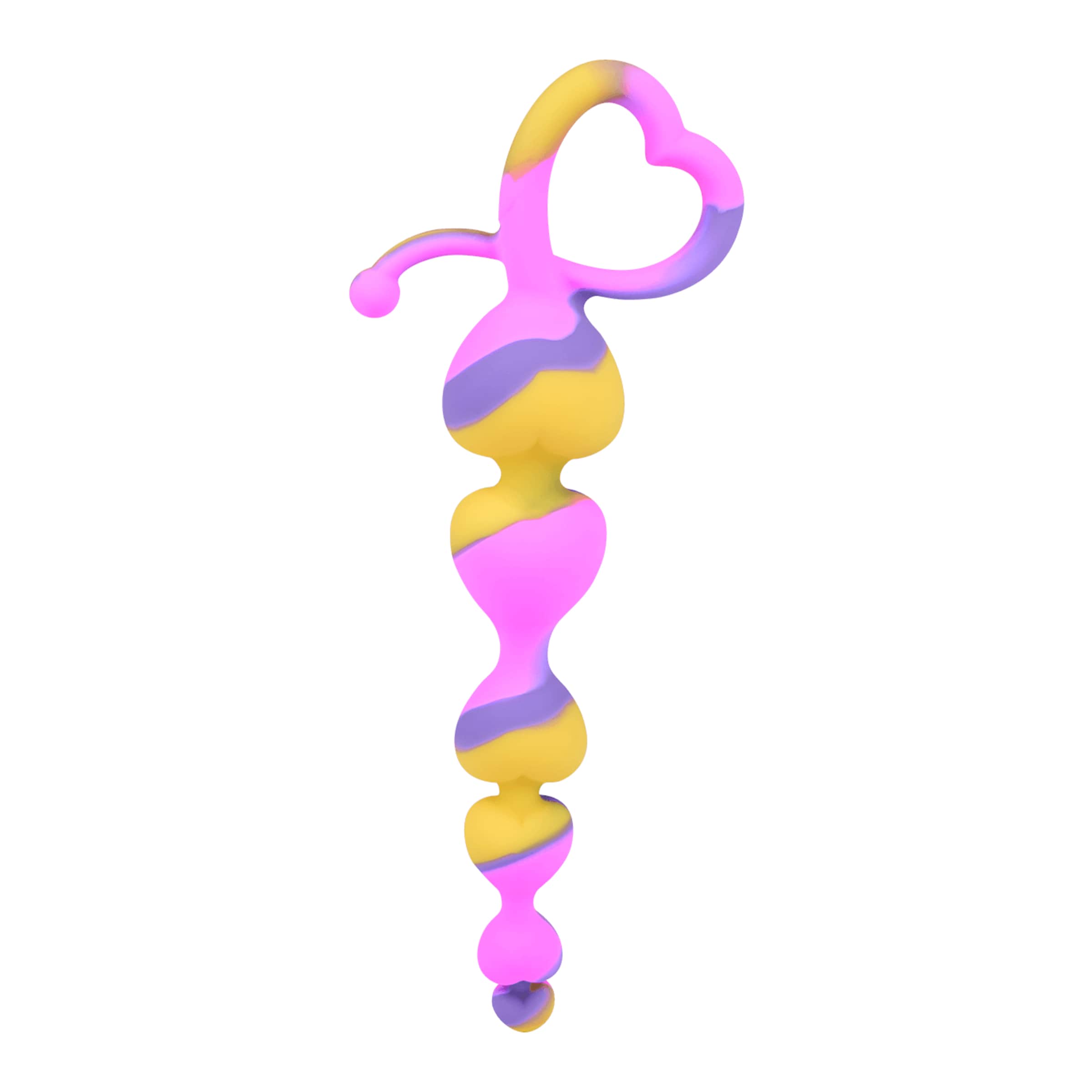 hartvormige-anale-ketting-van-siliconen-18-cm-Geel-Paars-Pink-2