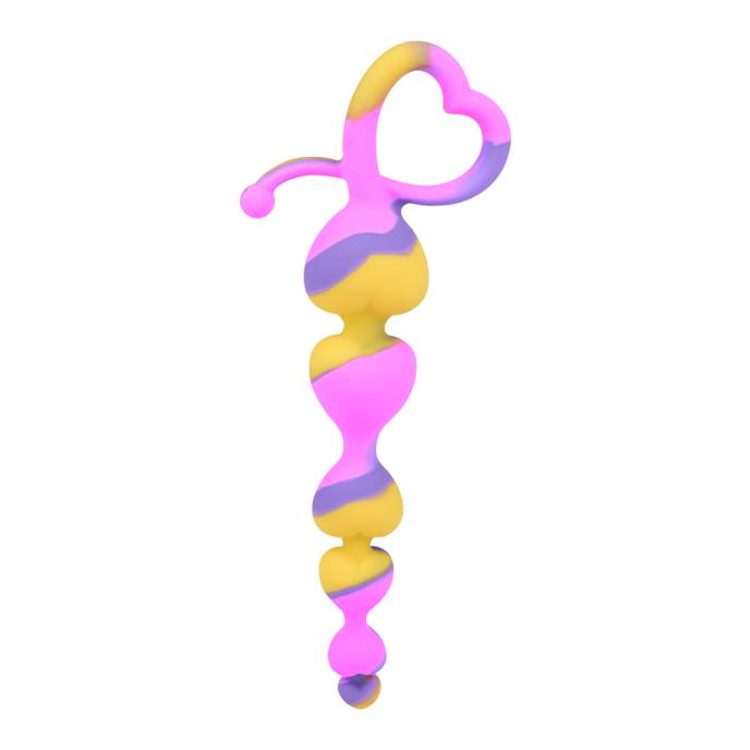 hartvormige-anale-ketting-van-siliconen-18-cm-Geel-Paars-Pink-2