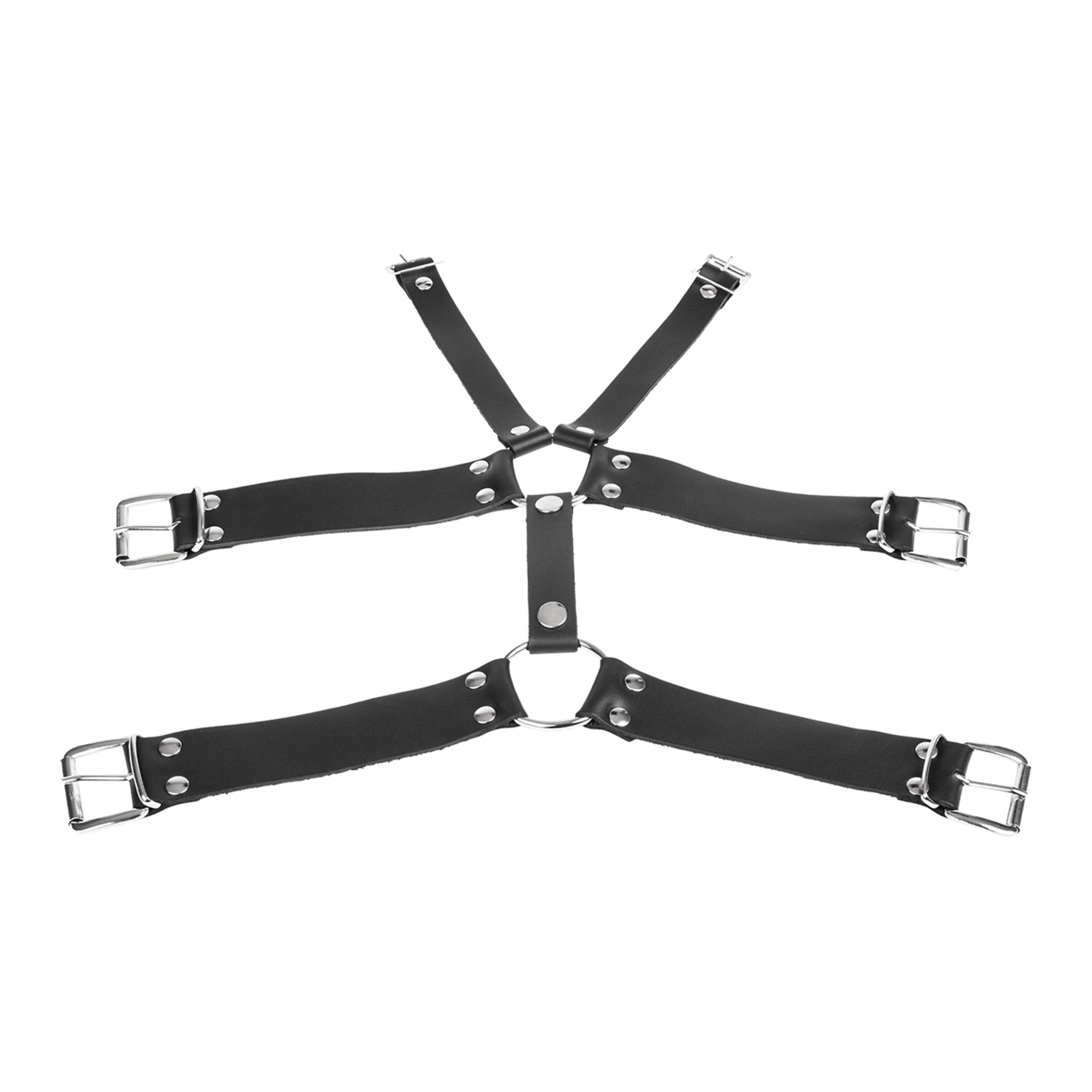 harnais-en-cuir-avec-boucles-Argent-Noir-3