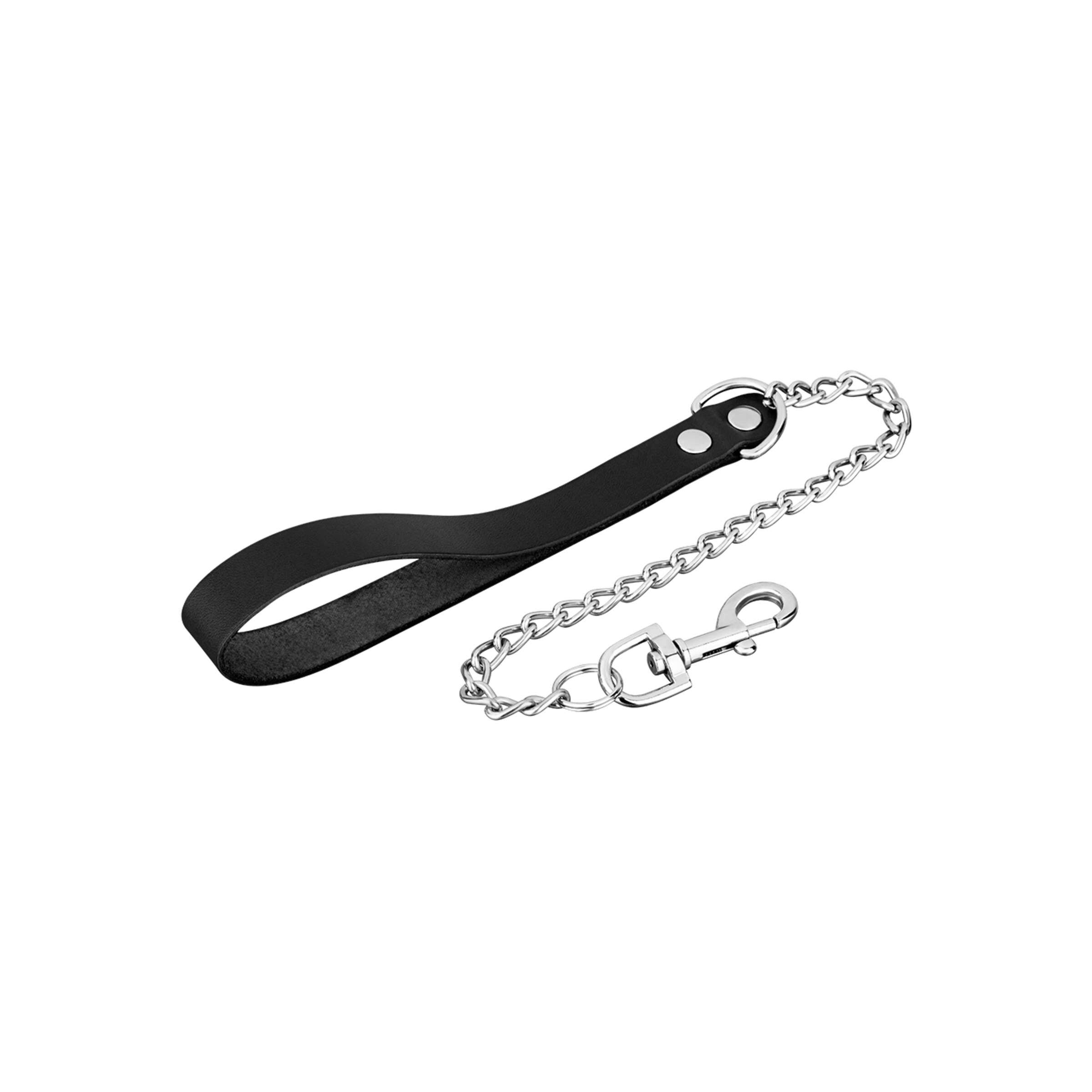 laisse-courte-avec-chaîne-en-métal-Argent-Noir-2