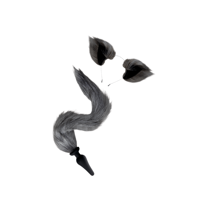 furry-tailes---foxtail-furry-set-40-cm-Grijs-Schwarz-1