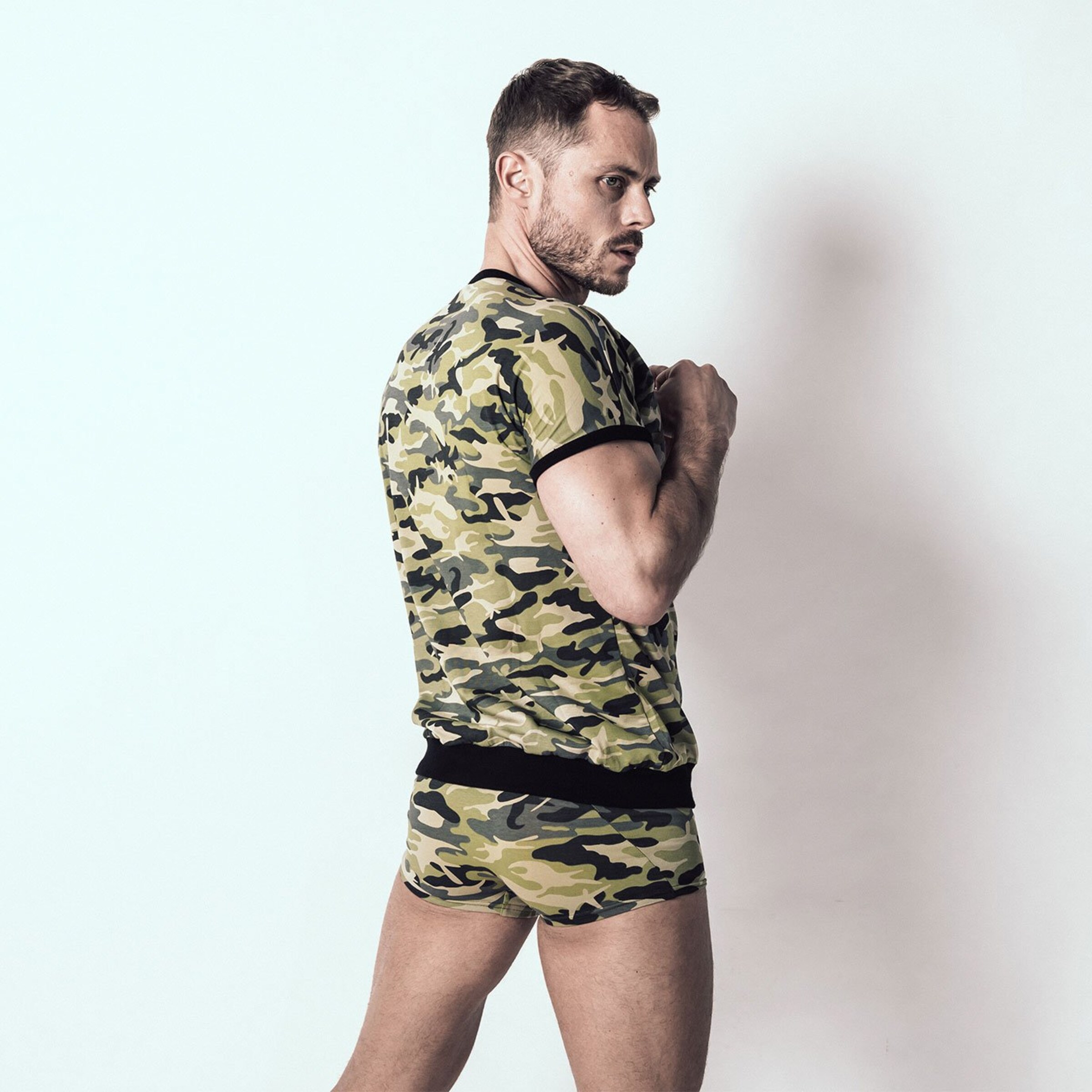 army-t-shirt-Beige-Groen-2