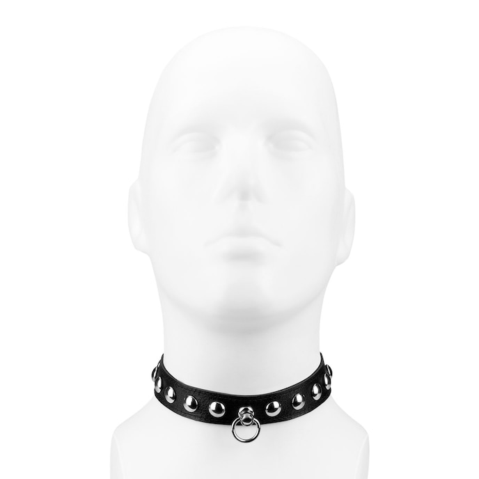 collier-en-cuir-avec-rivets-ronds-Argent-Noir-3