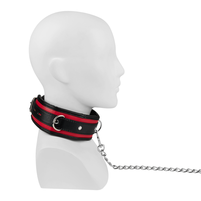 abschließbares-bdsm-halsband-mit-leine-Rot-Schwarz-2