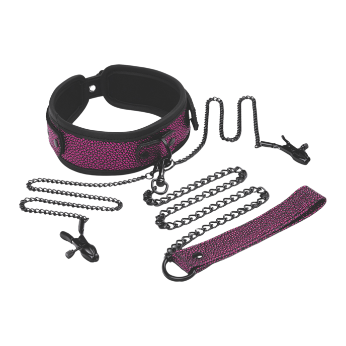 collar-leash-&-nipple-clips-set-Pink-Schwarz-1
