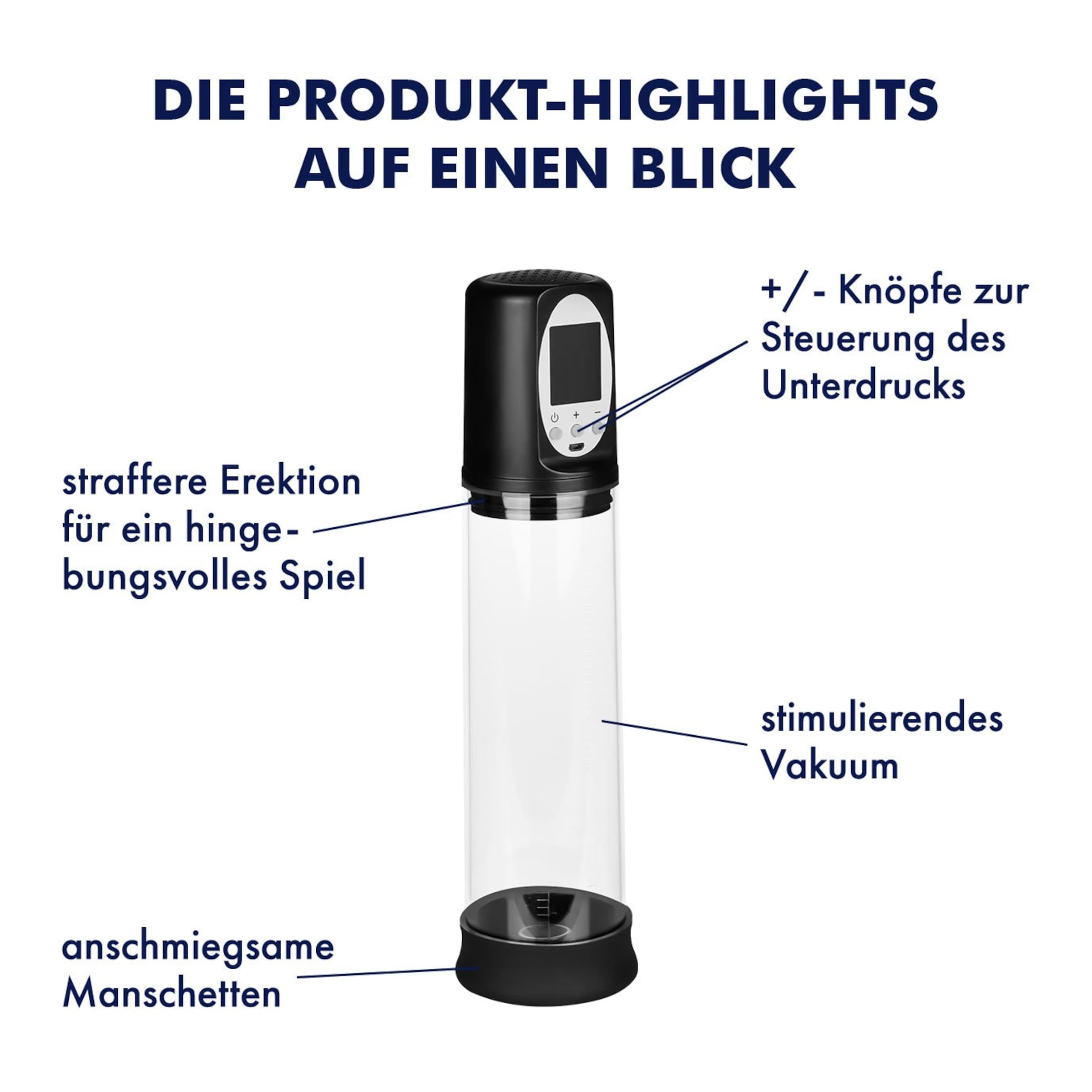 Penispumpe mit 3 Manschetten, 32,5 cm natur-blass  online kaufen