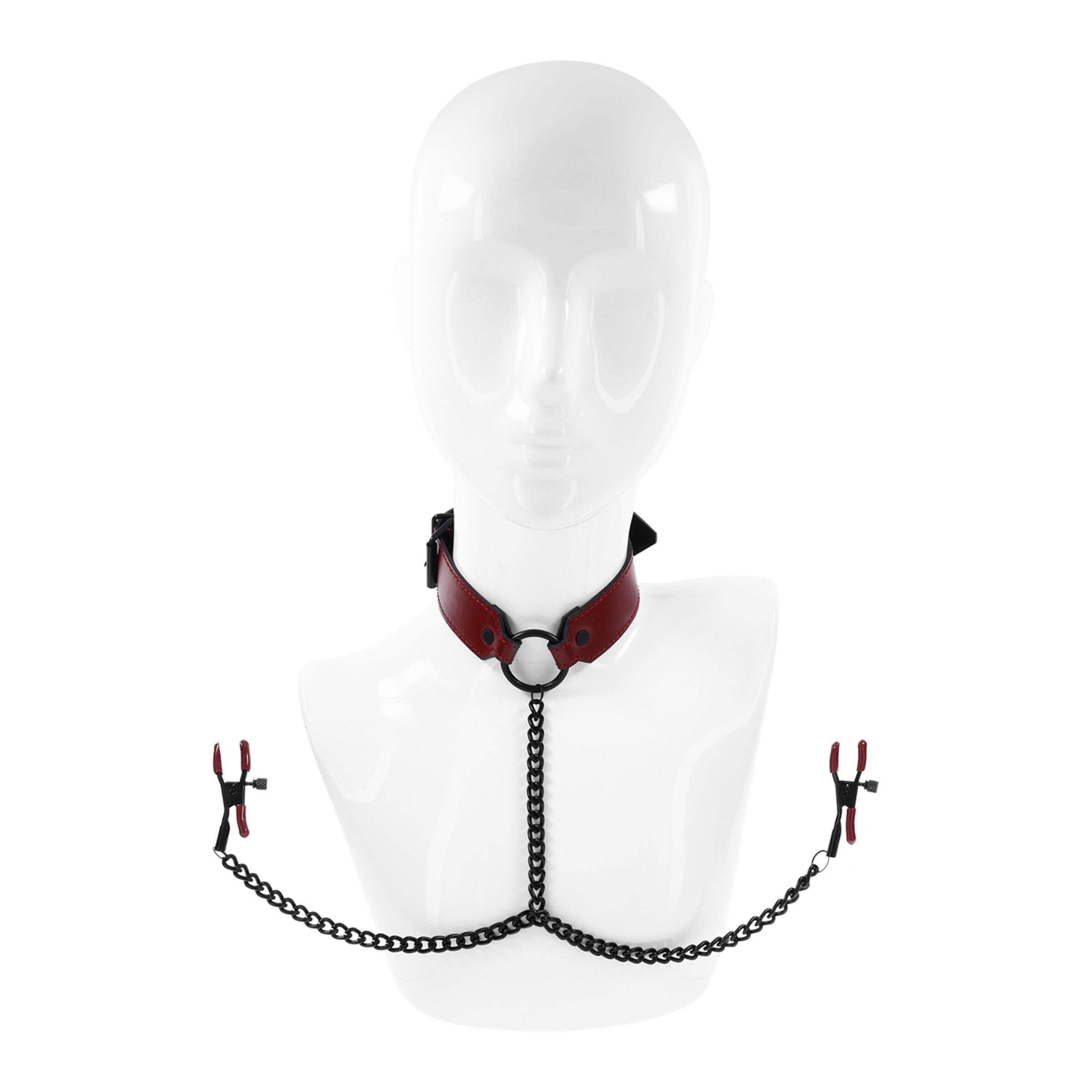 saffron-collar-with-nipple-clamps-Rood-Zwart-2