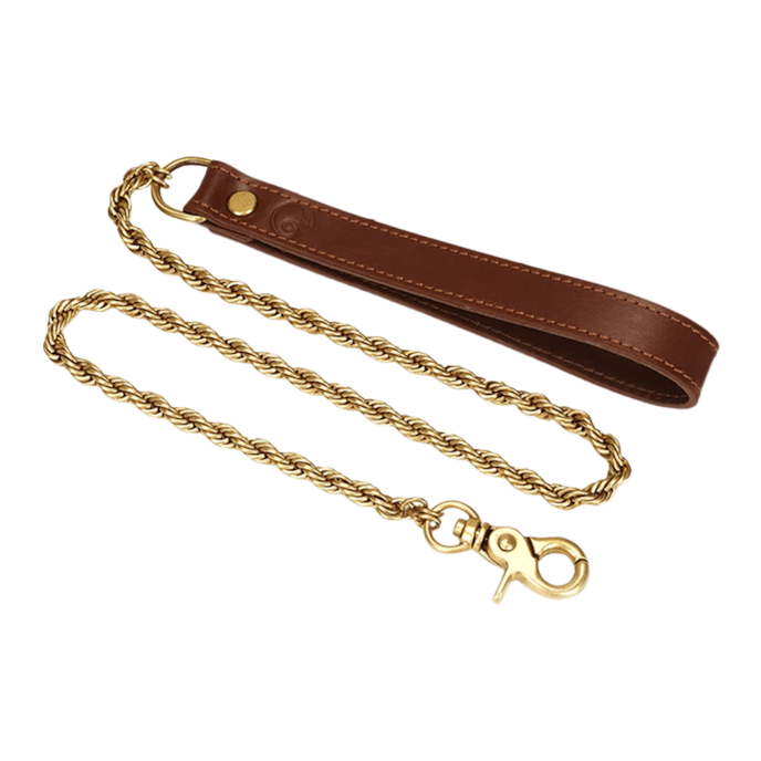 leren-halsband-met-riem-Braun-Goud-Schwarz-2