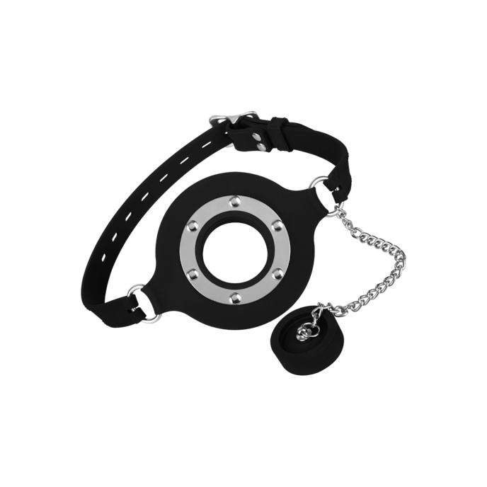 anneau-de-bâillon-avec-bouchon-Argent-Noir-1