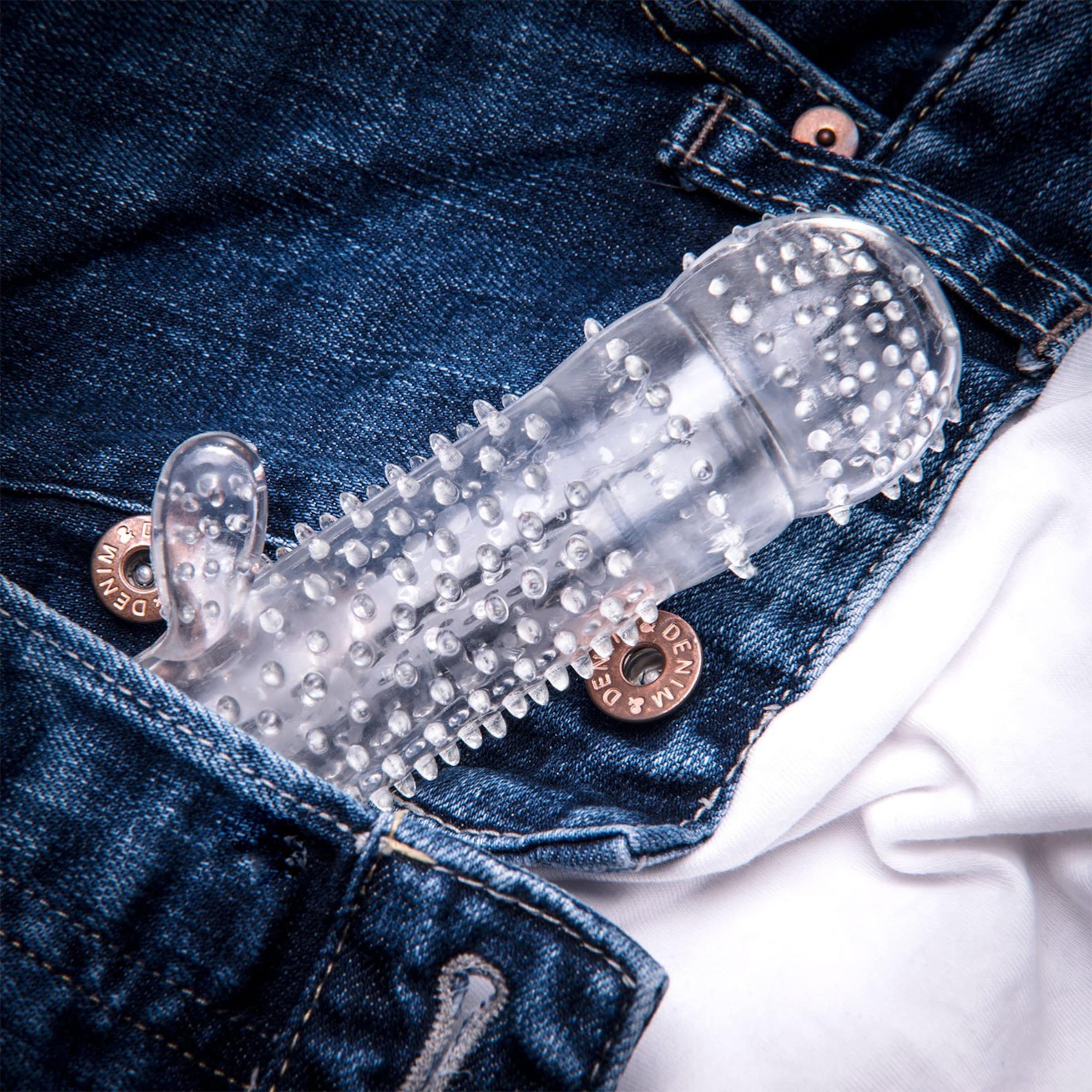 manchon-pénien-à-picots-avec-stimulateur-clitoridien-13cm-Transparent-2