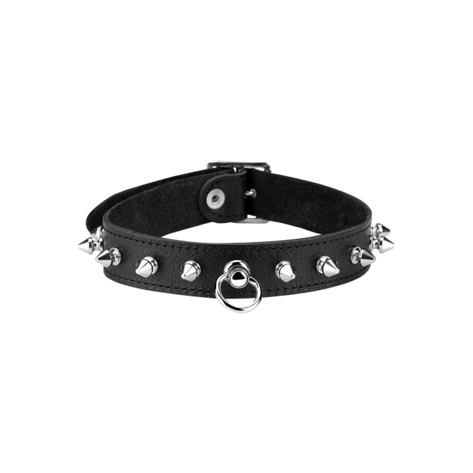 collier-en-cuir-avec-rivets-massifs-Argent-Noir-1