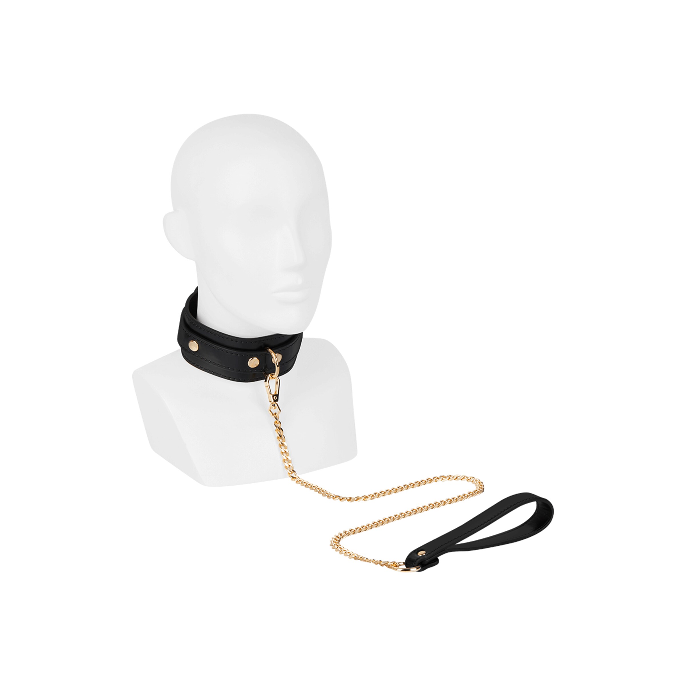 halsband-inclusief-riem-Goud-Zwart-1