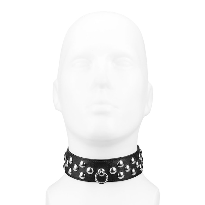 collier-en-cuir-avec-grands-rivets-plats-Argent-Noir-3