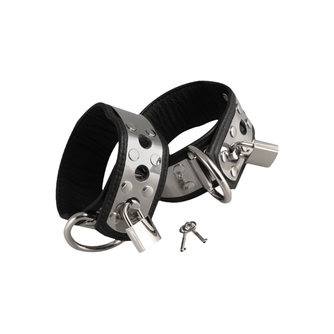 attaches-pour-chevilles-en-cuir-et-métal-Argent-Noir-1