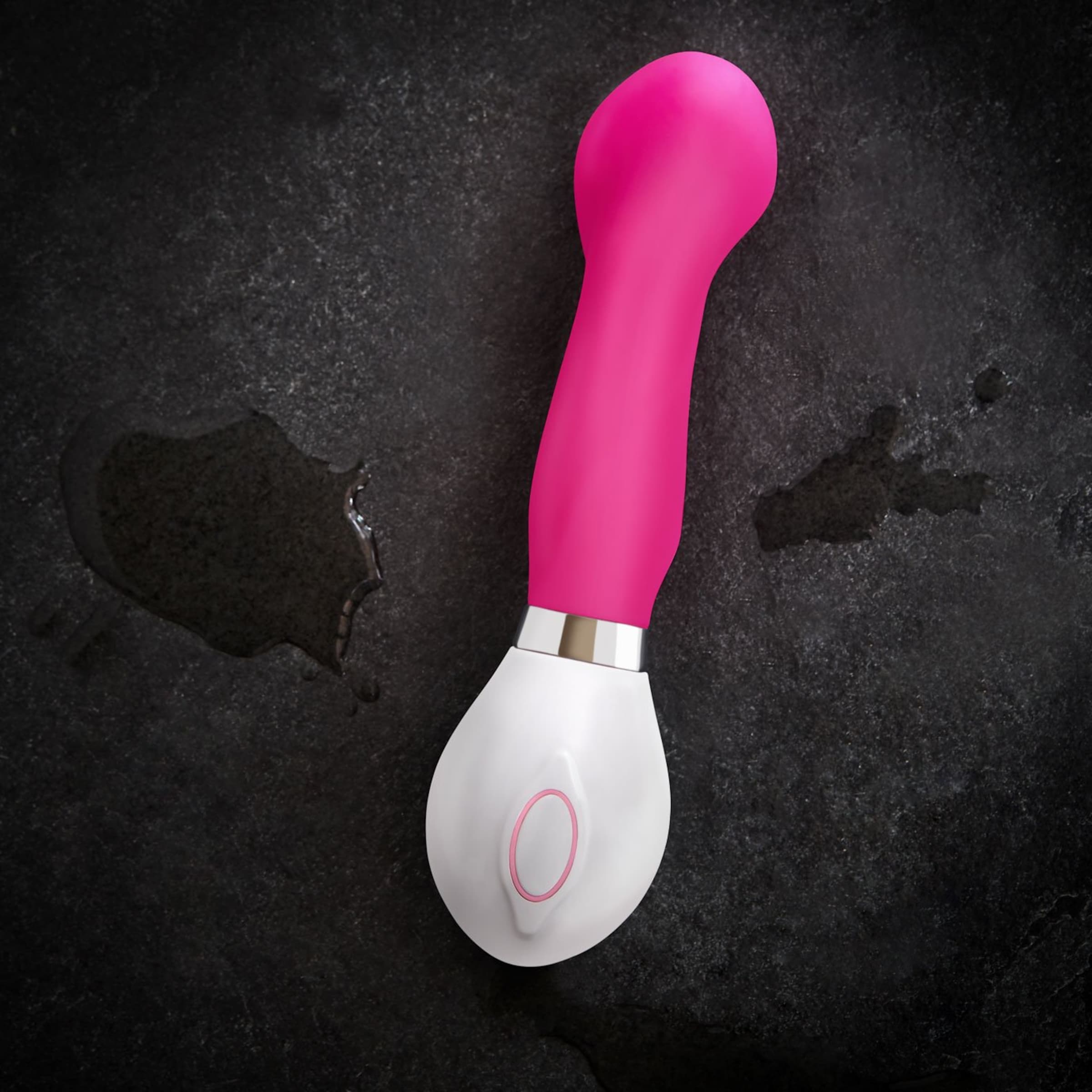 vibromasseur-design-rechargeable--hy]-en-silicone-17-5-cm-Blanc-Rose néon-2