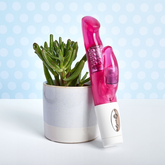 vibromasseur-à-perles-avec-stimulateur-clitoridien-22-cm-Blanc-Rose néon-2