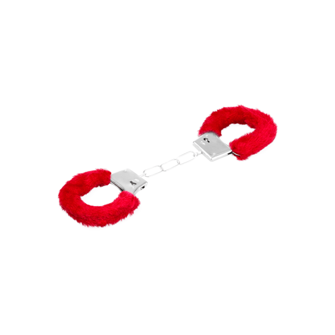 menottes-métalliques-avec-fourrure-Argent-Rouge-2
