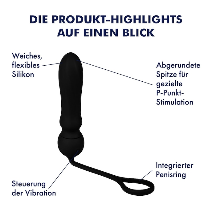Analvibrator Silikon-Analplug mit Penisring, 13 cm schwarz online kaufen Analvibrator Silikon-Analplug mit Penisring, 13 cm schwarz online kaufen