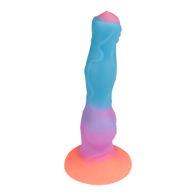 glinsterende-natuurlijke-vibrator-met-zuignapvoeten-22-cm-Blauw-Oranje-Paars-2