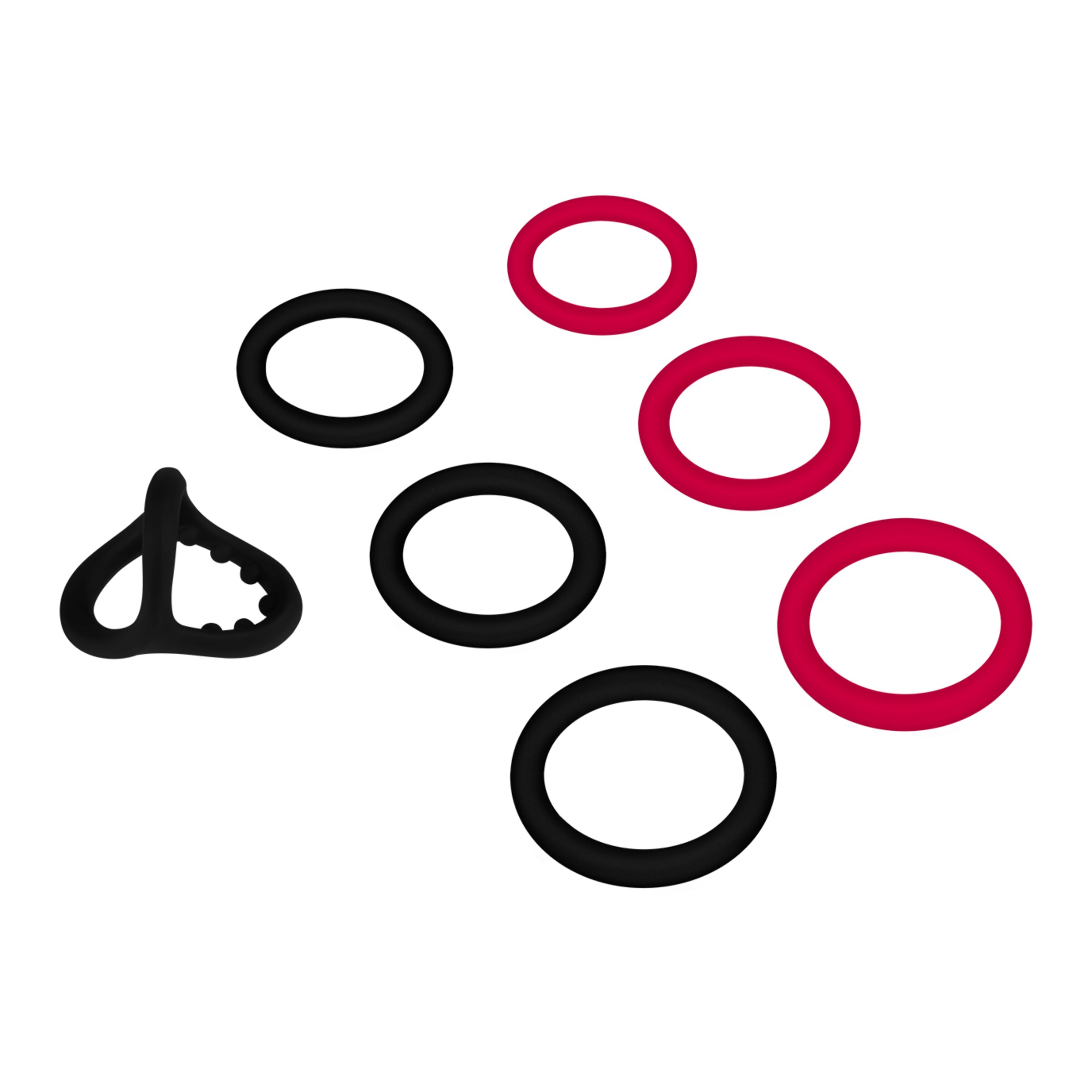 penis--en-testikelringset-van-siliconen-7-delig-Rood-Zwart-1