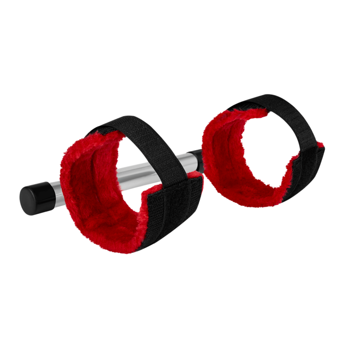 spreidstang-met-zachte-handboeien-Rood-Zwart-2