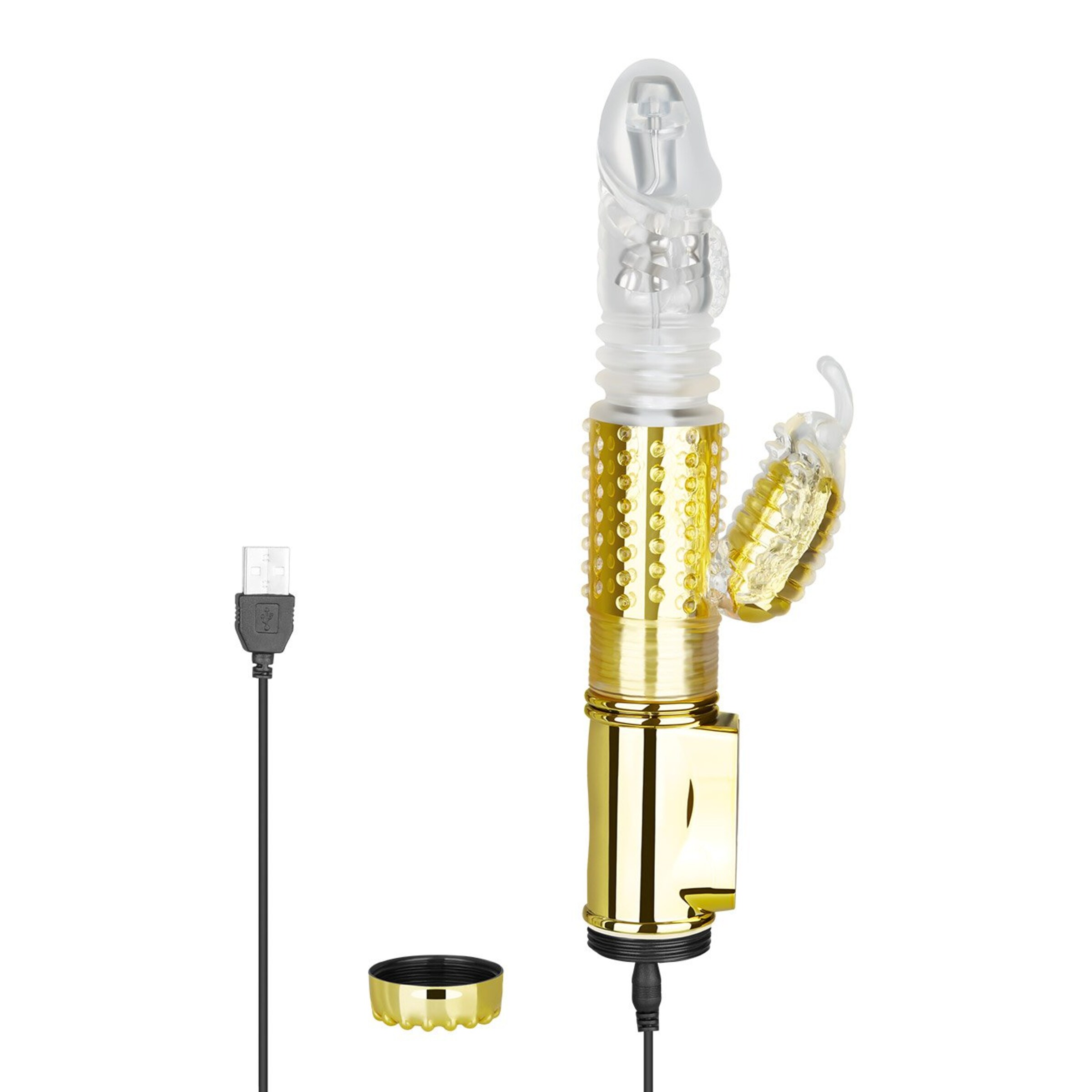 vibromasseur-à-perles-hy]-de-poussée-25-5-cm-Or-Transparent-6