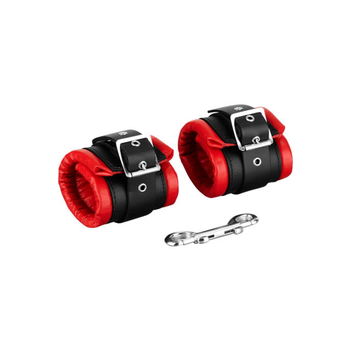 menottes-rembourrées-Noir-Rouge-3