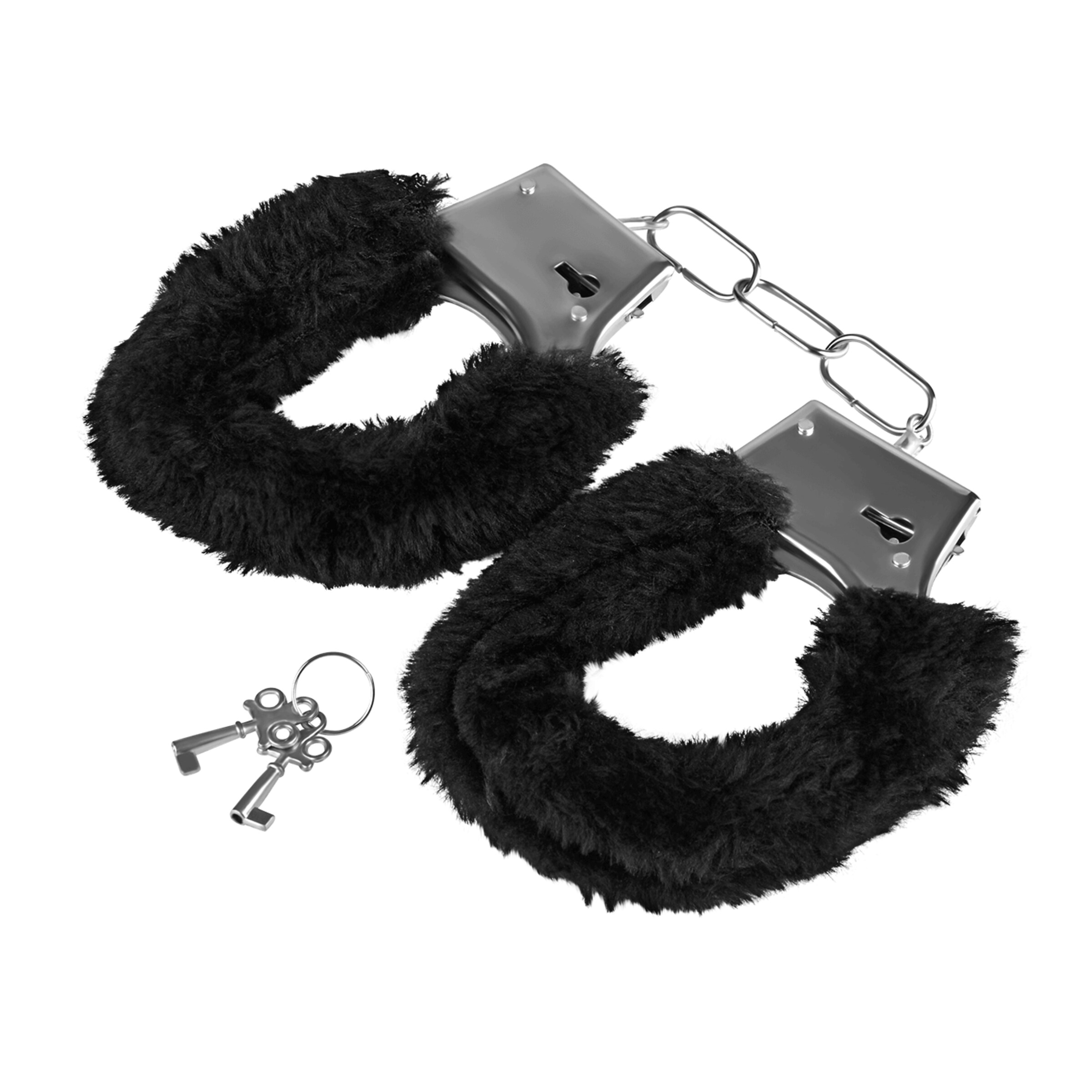 menottes-métalliques-avec-fourrure-Argent-Noir-2