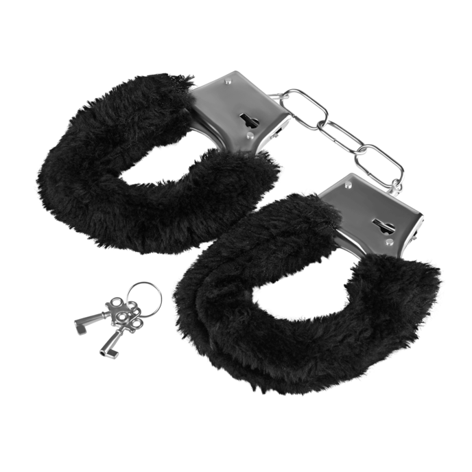 menottes-métalliques-avec-fourrure-Argent-Noir-2